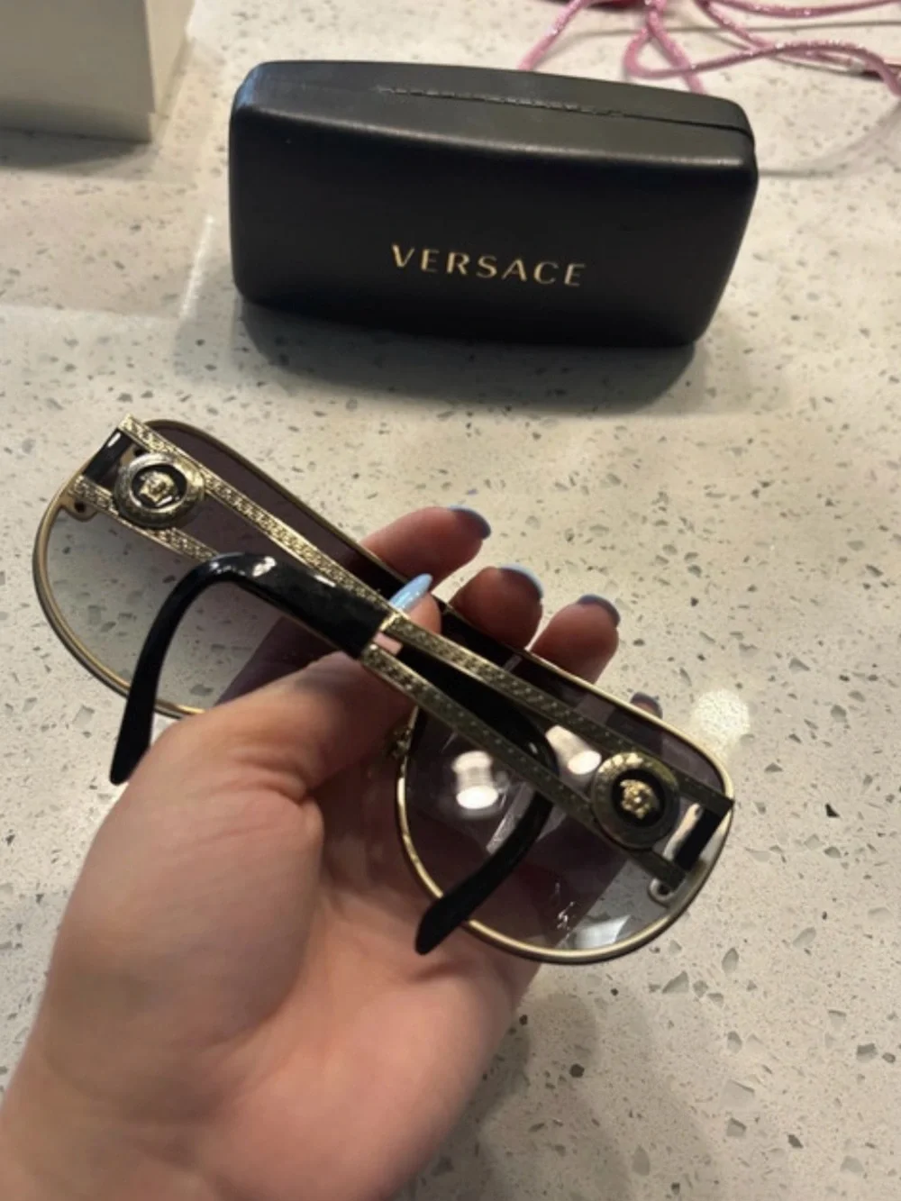 Versace Shield gradient Sunglasses with Gold Accents